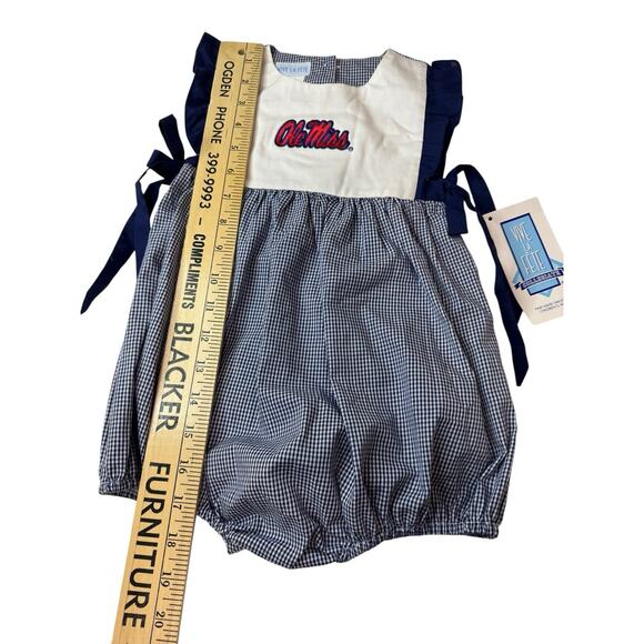 NWT 24 Months 24M Vive La Fete Ole Miss Mississippi Bubble Romper Smocked Navy - Picture 2 of 7